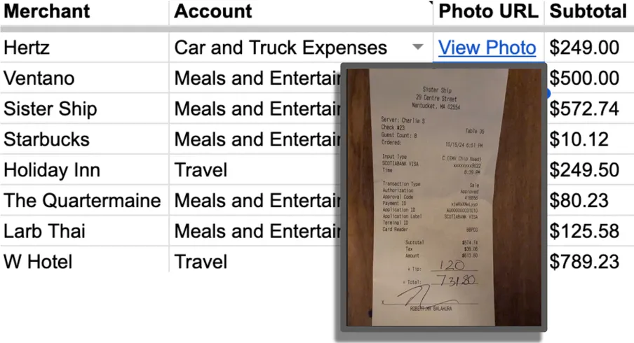 Expense data in your Drive
