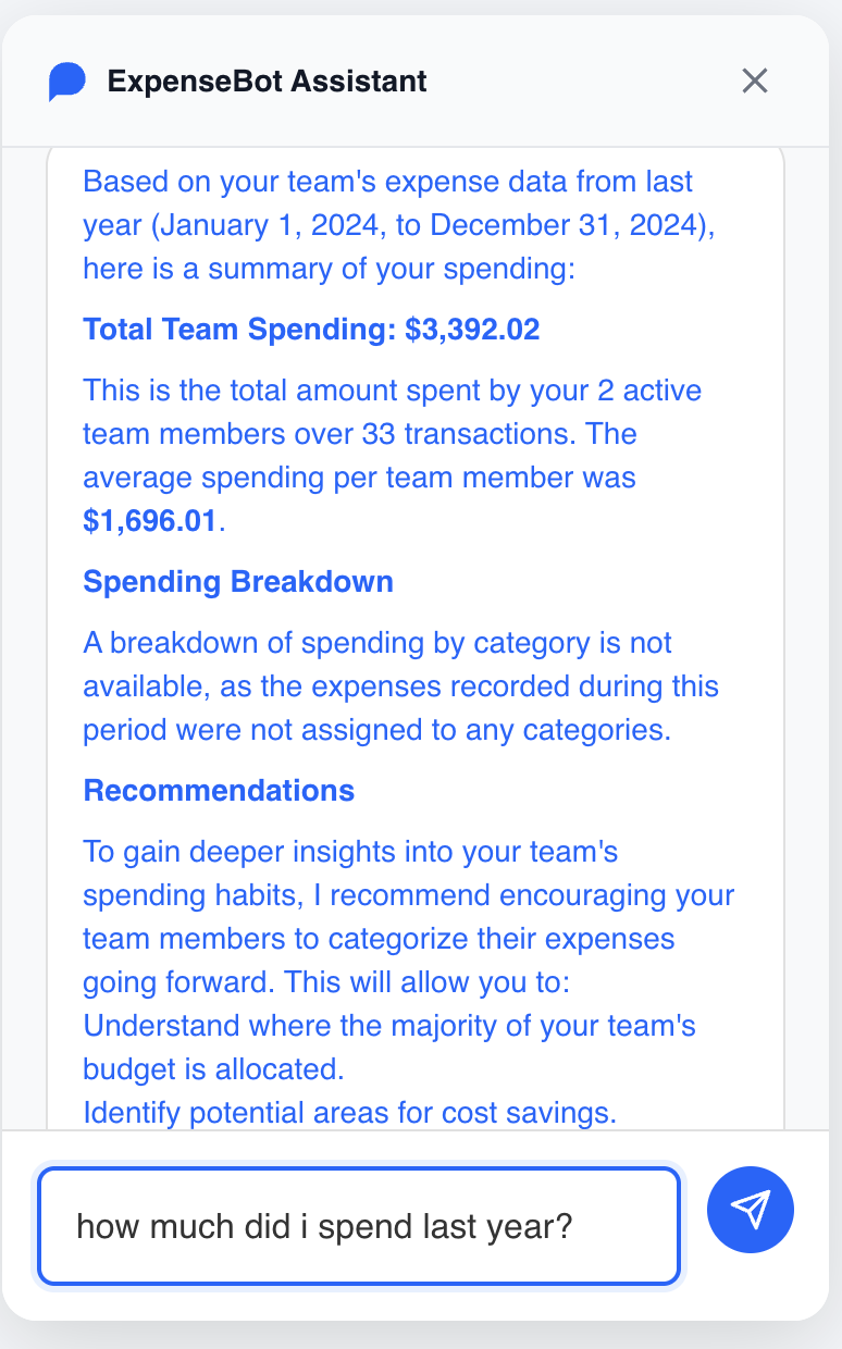 Team spending analytics dashboard