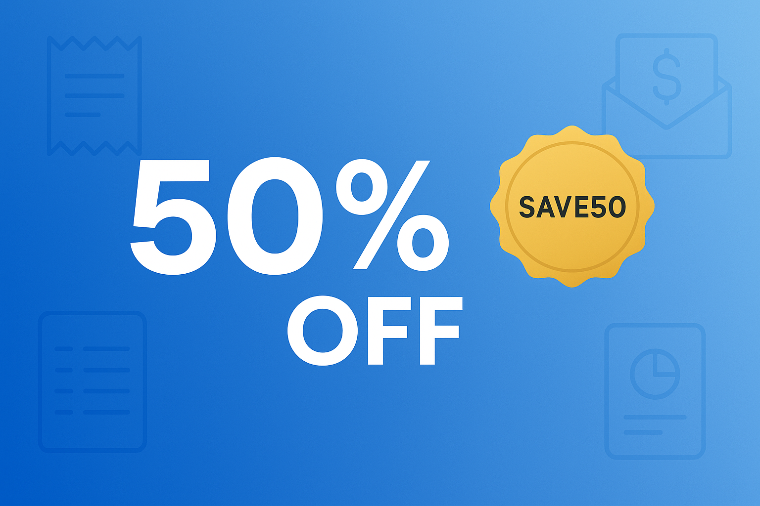 50% Off ExpenseBot - SAVE50 promo banner