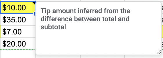 Yellow highlighted cells for AI suggestions